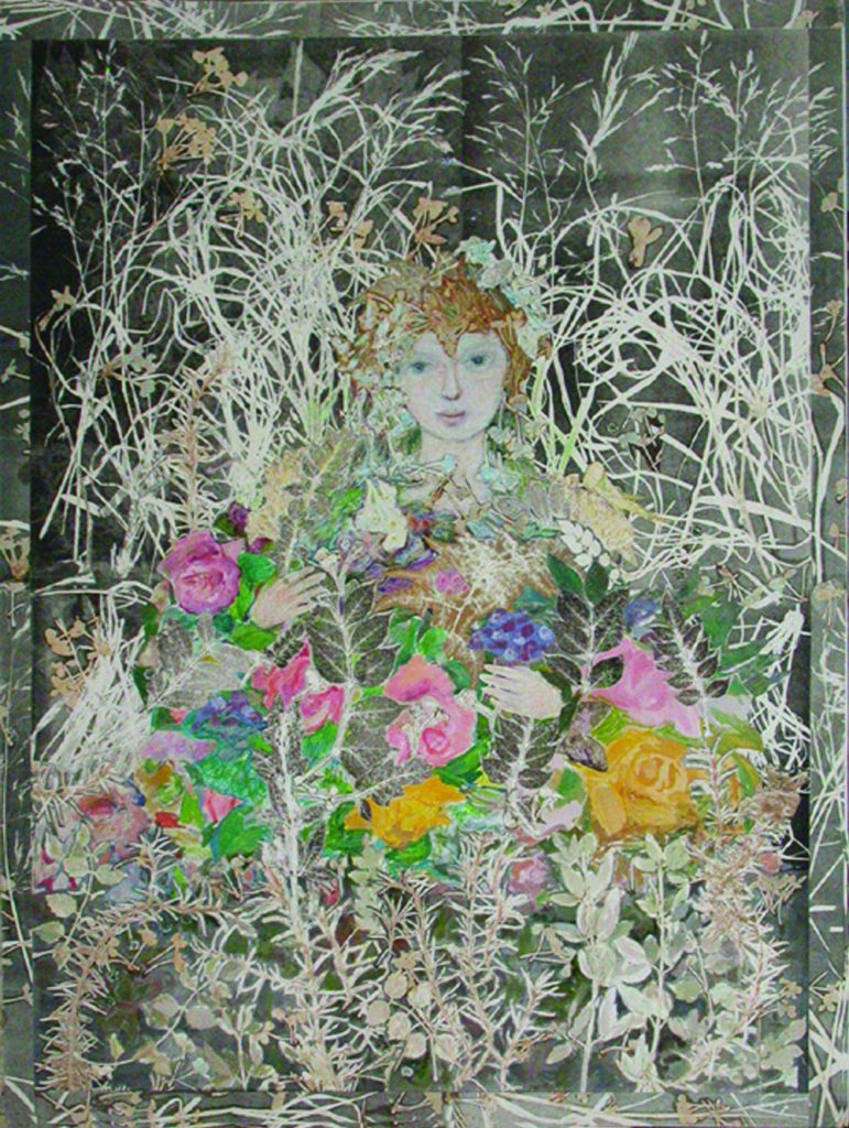 Secret garden 2, collage, 100^70, oil on paper, 2002